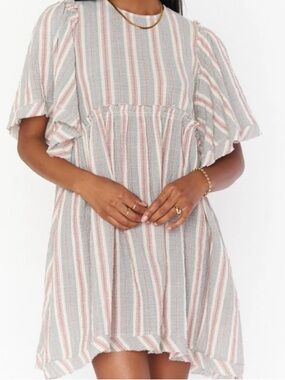 Show Me Your Mumu Brooks Babydoll Dress Cotton Raw Edge Hem Medium